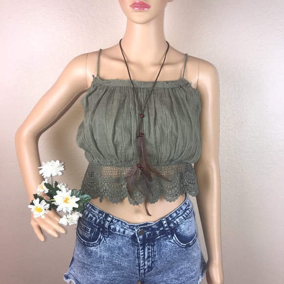 🌼HP🌼 Free People Crochet Lace Bohemian Crop Top - Picture 2 of 8